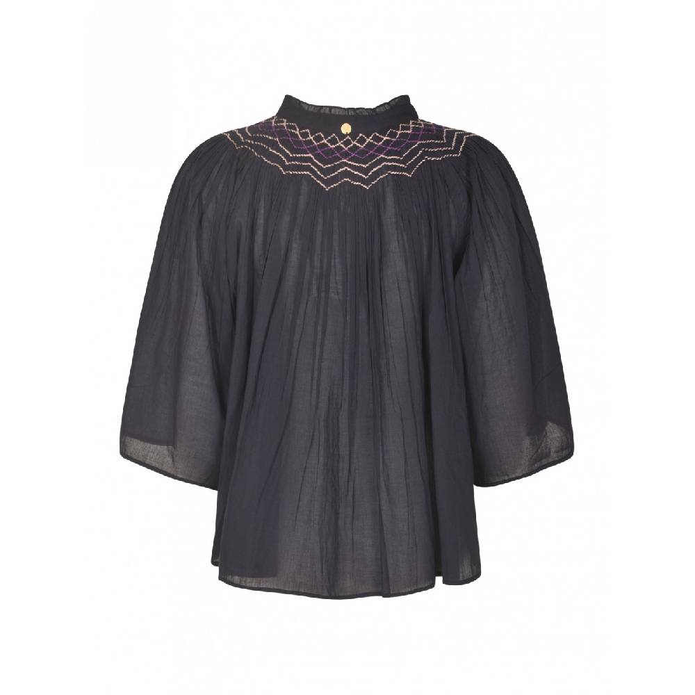 ANTIK BATIK Blusa in voile di cotone ricamata a mano Ayo Liquidazione