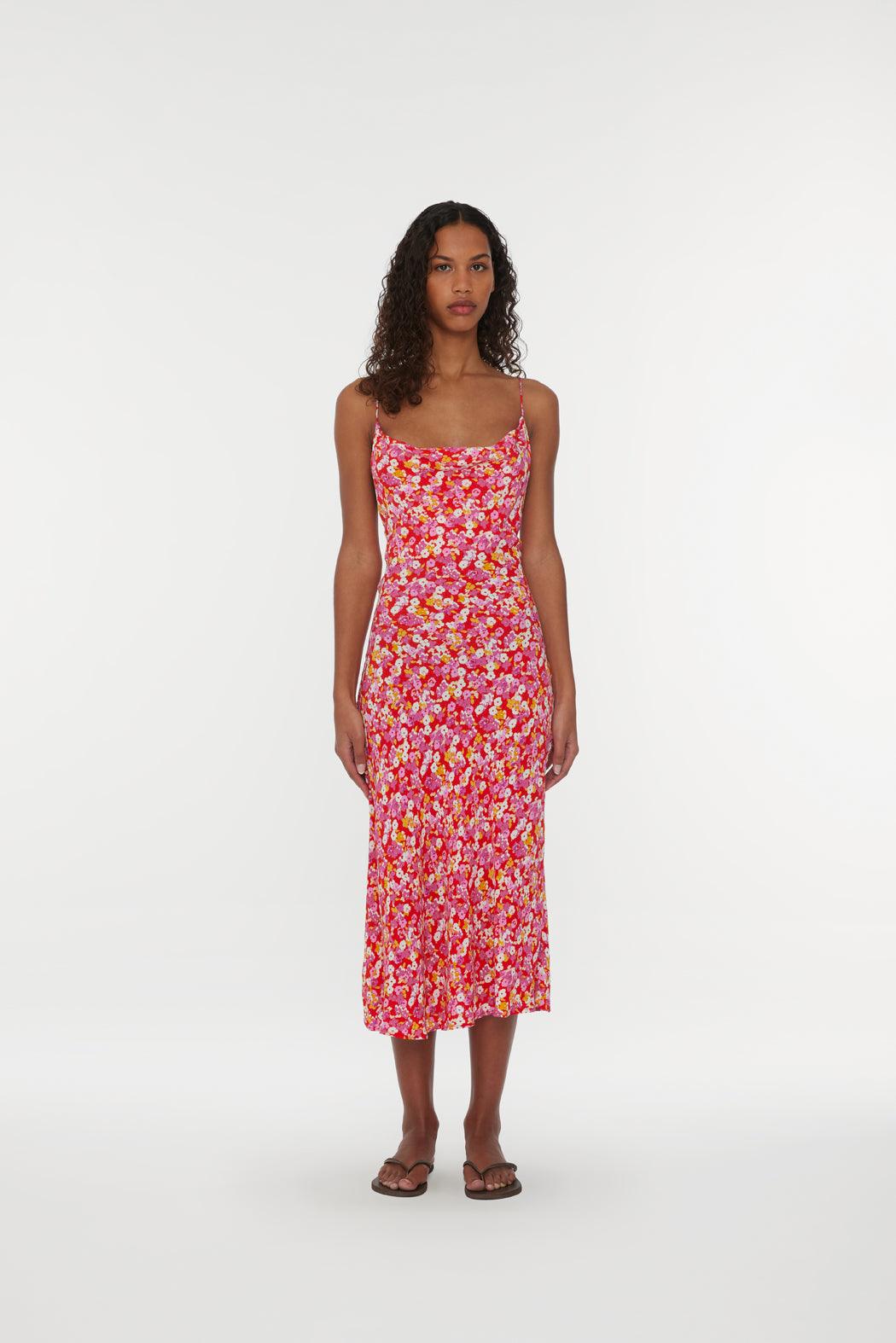 Reina Olga Jacquard Midi Strap Dress Sottocosto