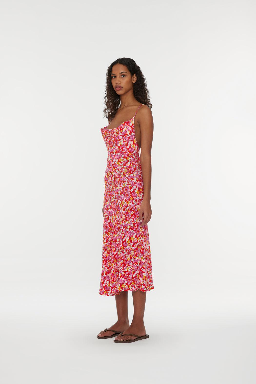 Reina Olga Jacquard Midi Strap Dress Sottocosto