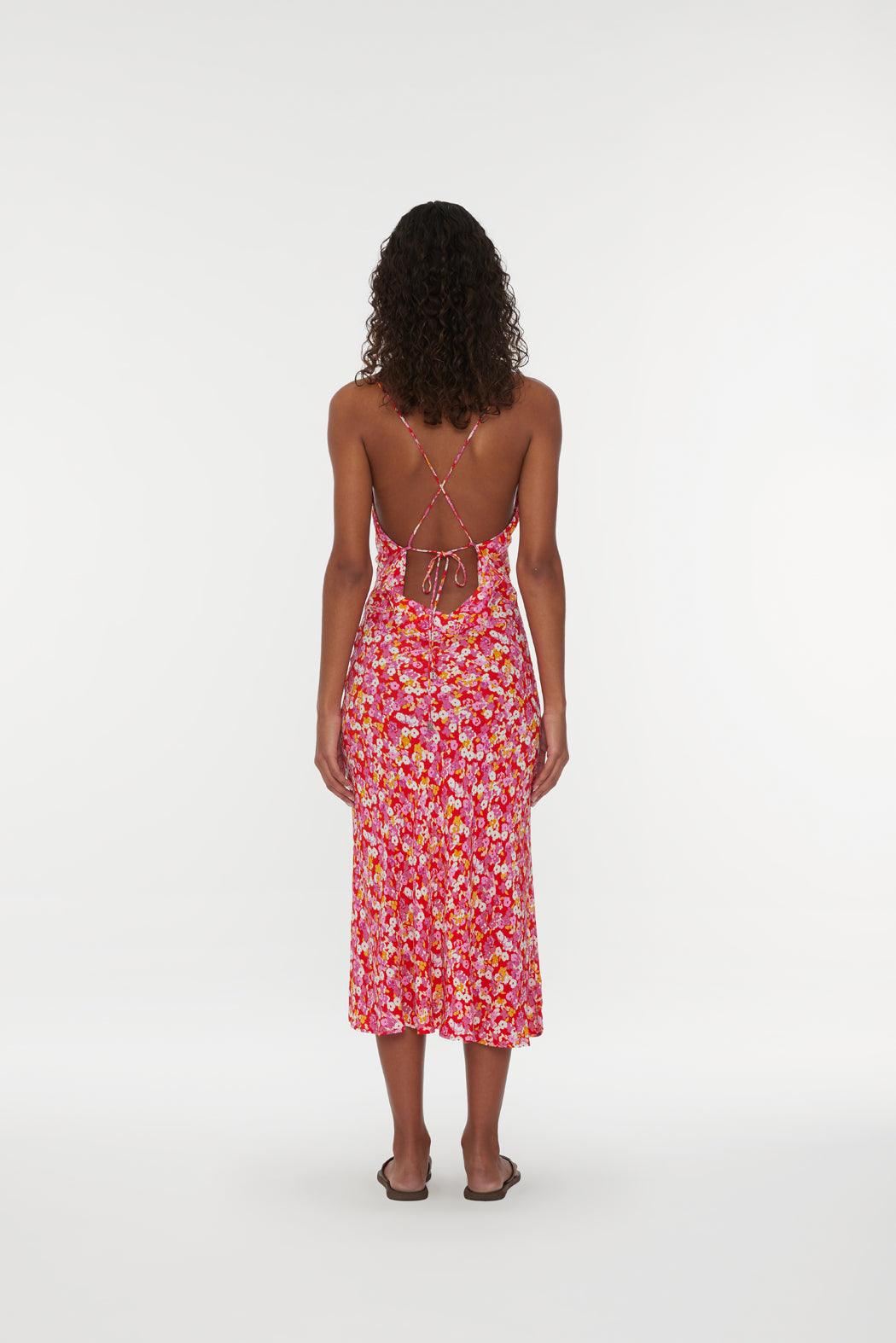 Reina Olga Jacquard Midi Strap Dress Sottocosto