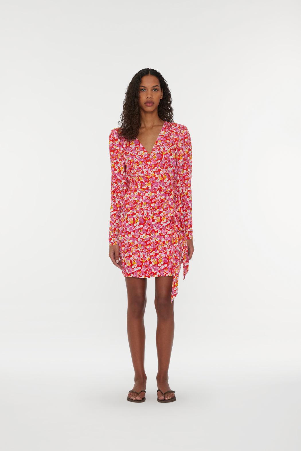 Reina Olga Jacquard Mini Wrap Dress Offerta