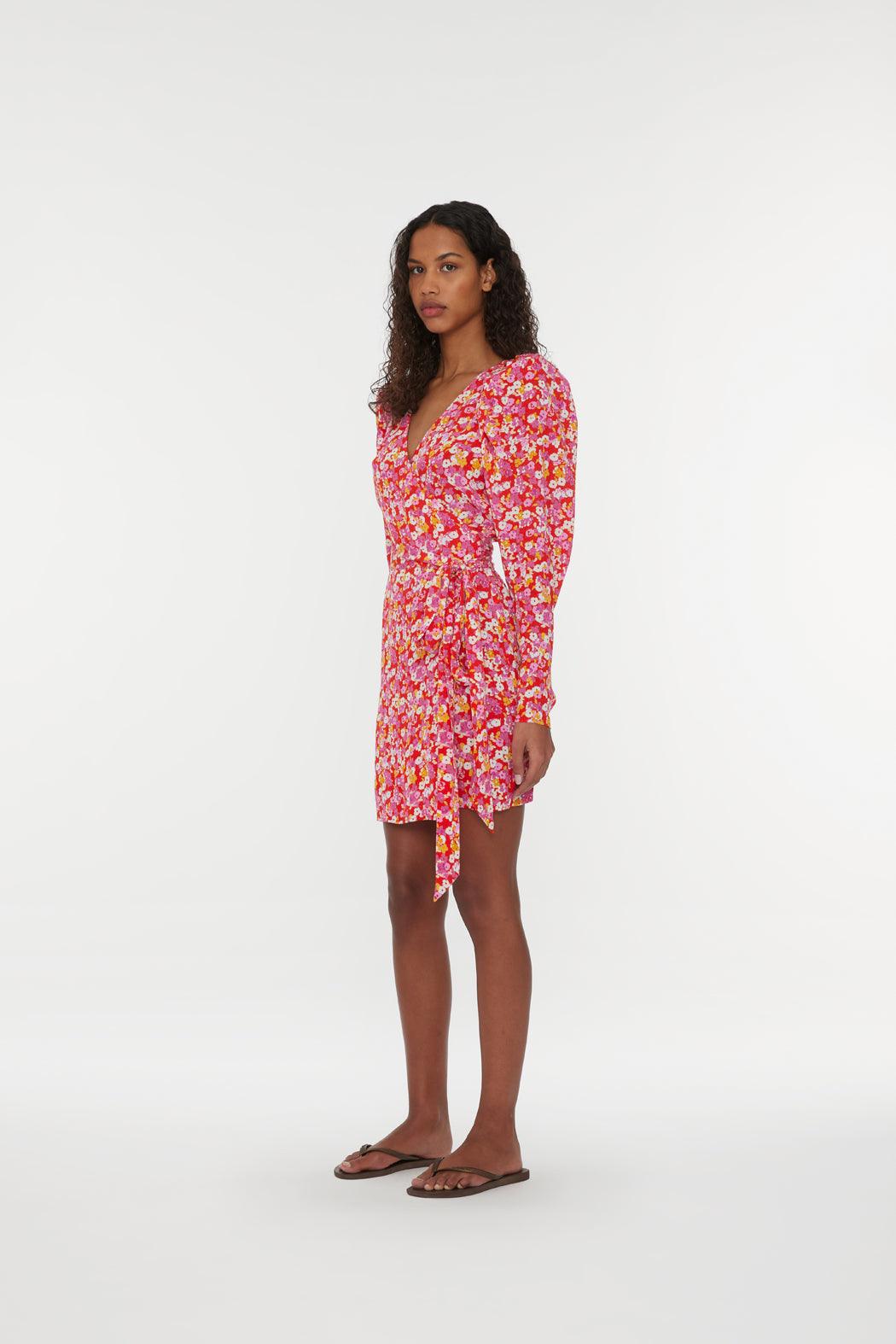 Reina Olga Jacquard Mini Wrap Dress Offerta