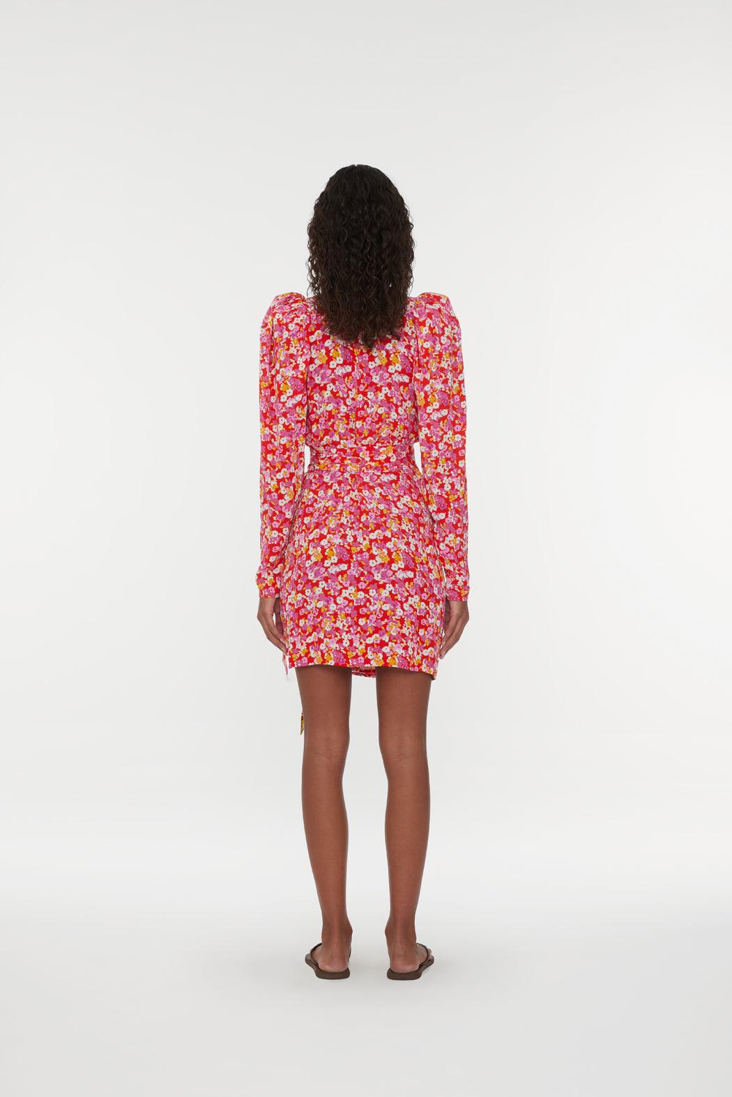 Reina Olga Jacquard Mini Wrap Dress Offerta