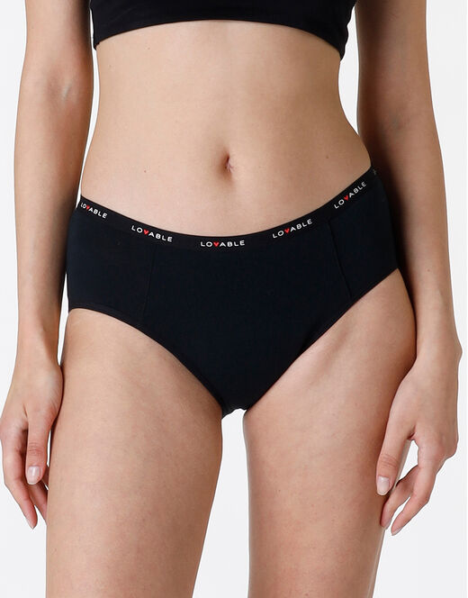 Lovable NUOVA Culotte da ciclo lavabile in cotone biologico certificato, colore nero, flusso abbondante Novità