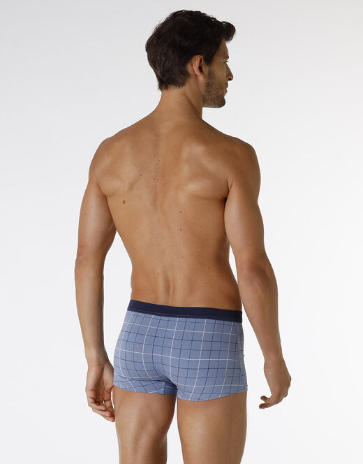 Lovable Boxer Casual Stretch Cotton in cotone elasticizzato, azzurro con stampa a quadri Saldi