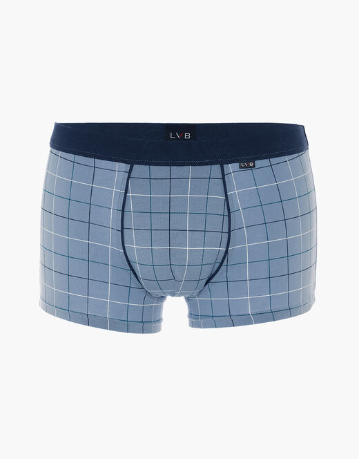 Lovable Boxer Casual Stretch Cotton in cotone elasticizzato, azzurro con stampa a quadri Saldi