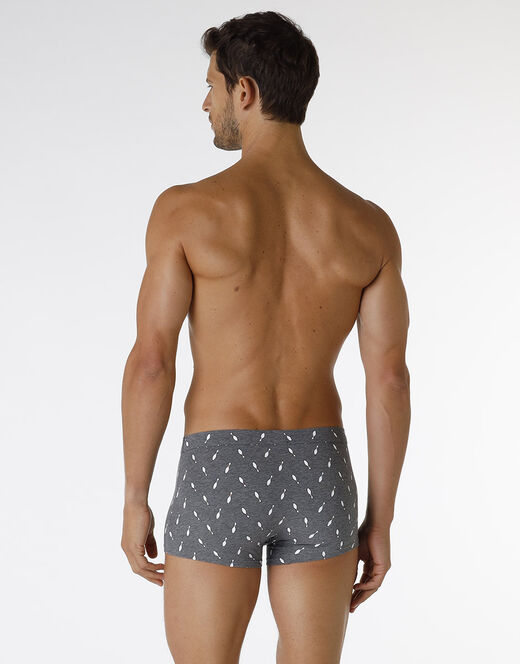 Lovable Boxer Printed Stretch Cotton in cotone elasticizzato, grigio melange stampato Saldi Di Fabbrica