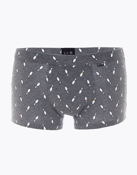 Lovable Boxer Printed Stretch Cotton in cotone elasticizzato, grigio melange stampato Saldi Di Fabbrica