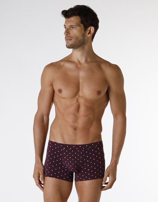 Lovable Boxer Classic Cotton Modal, bordeaux con stampa geometrica Negozio