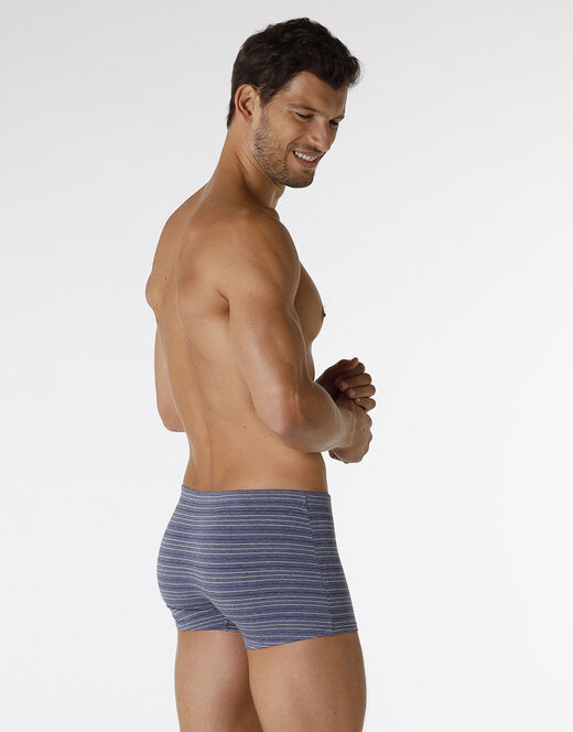 Lovable Boxer Rephined Cotton Modal, blu melange a righe Nuovo