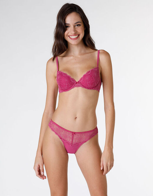 Lovable Brasiliano Pretty Lace in pizzo e microfibra, rosa sorbetto Prezzo Ridotto