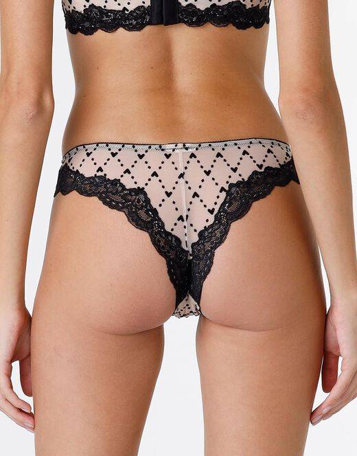 Lovable Brasiliano Velvet Tulle in pizzo e tulle, skin e nero Hotsell