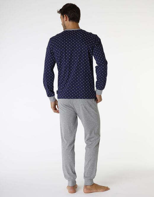 Lovable Pigiama lungo in jersey di cotone, blu navy con motivo geometrico 2025