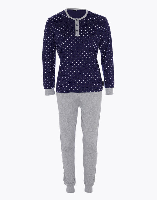 Lovable Pigiama lungo in jersey di cotone, blu navy con motivo geometrico 2025