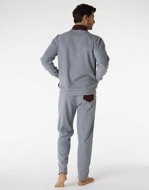 Lovable Homewear aperto in pile, grigio melange scuro e bordeaux Promozione