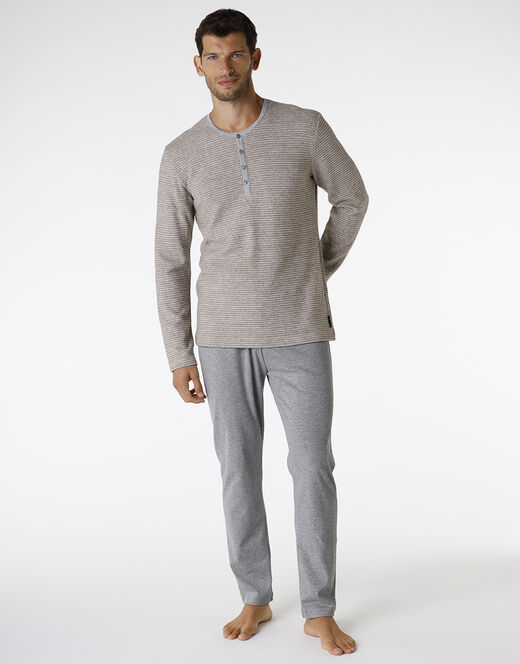 Lovable Pigiama lungo in interlock, corda scuro e grigio Sconto
