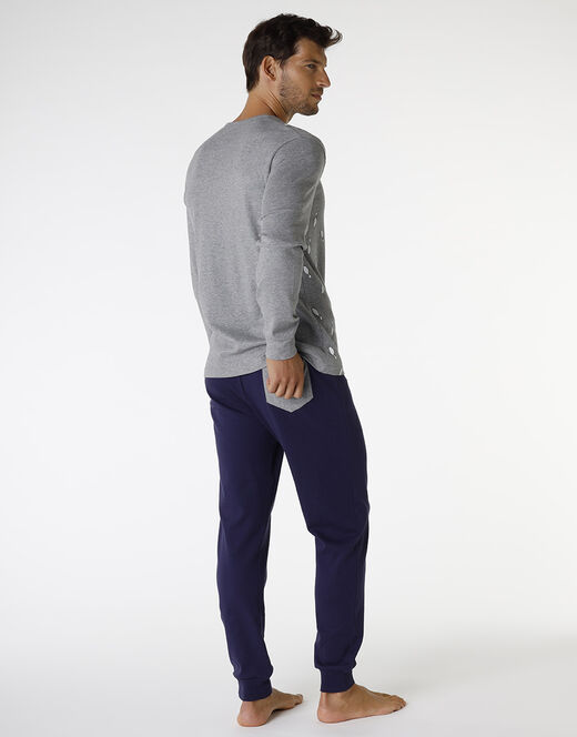 Lovable Pigiama lungo in cotone, grigio melange scuro stampa bowling Vendita