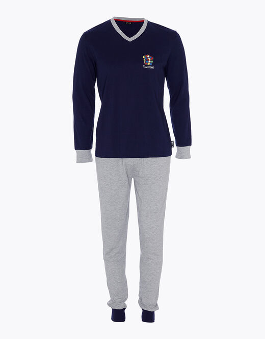 Lovable Pigiama in jersey di cotone, blu navy e grigio melange Affare Del Giorno