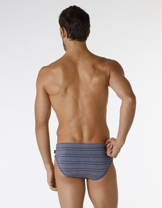 Lovable Slip Rephined Cotton Modal, blu melange a righe Italia
