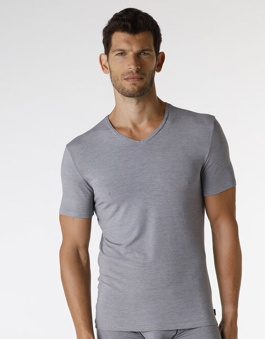 Lovable T-shirt con scollo a V Micromodal Fil a Fil, grigio melange Nuovo
