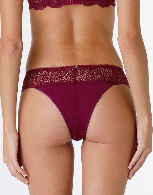 Lovable Brasiliano Exquisite Lace in pizzo e microfibra, bordeaux Saldi Di Fabbrica
