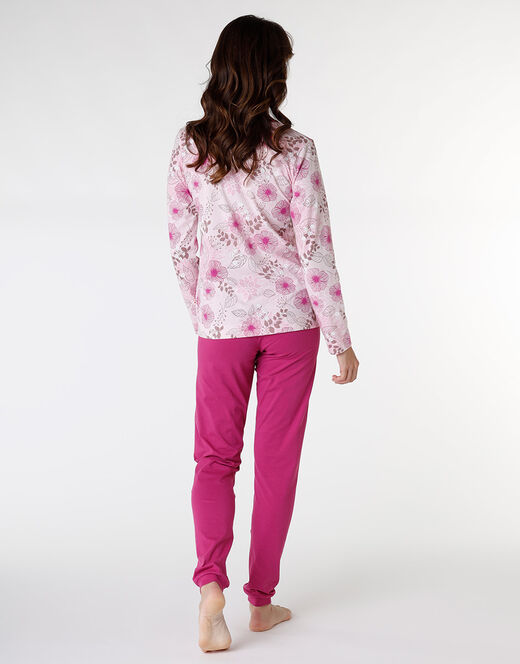 Lovable Pigiama lungo in jersey di cotone, rosa con stampa floreale Promozione