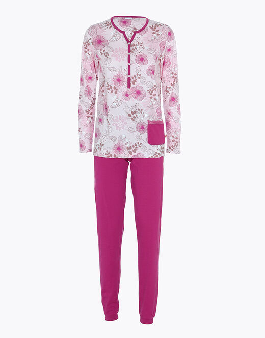 Lovable Pigiama lungo in jersey di cotone, rosa con stampa floreale Promozione