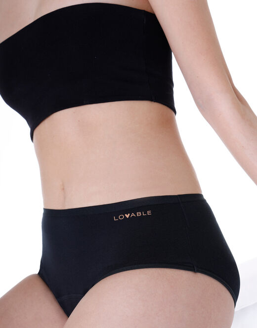 Lovable Slip midi assorbente lavabile in cotone elasticizzato, nero Convenienza