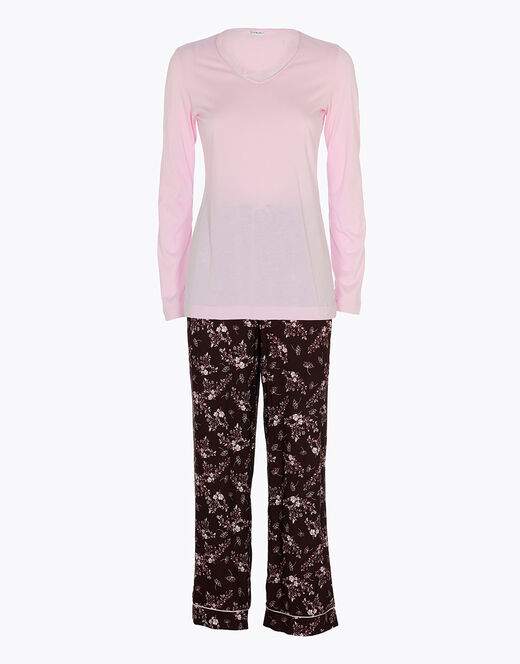 Lovable Pigiama lungo in jersey modal e viscosa, rosa con stampa floreale Offerta