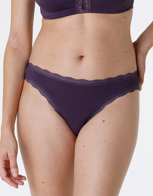 Lovable Slip Lovable Panties in cotone e pizzo elasticizzati, tornado scuro Super sconto