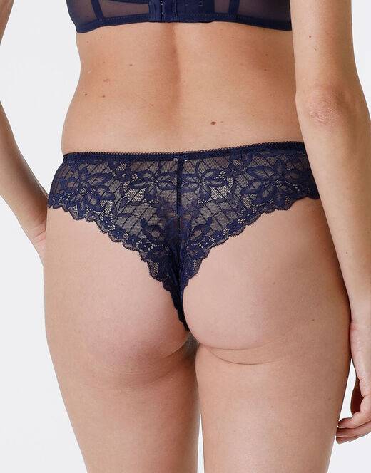 Lovable Brasiliano Striped Lace in pizzo e microfibra, blu scuro Moda