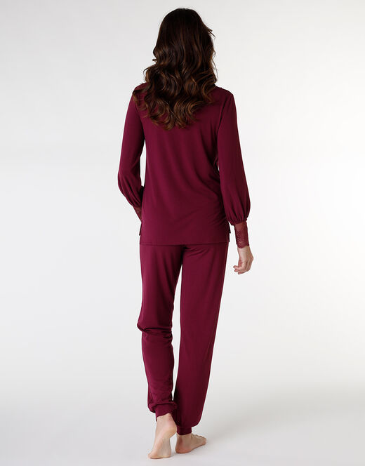 Lovable Pigiama lungo in jersey di viscosa, bordeaux Outlet
