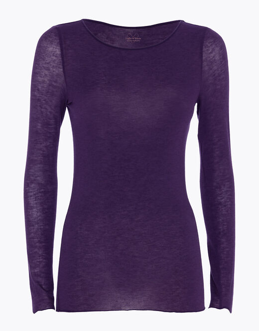 Lovable Maglia con scollo a barchetta e manica lunga in modal e cashmere, tornado scuro Italia
