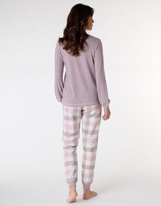 Lovable Homewear chiuso in flanella di cotone, rosa grigio Affare Del Giorno