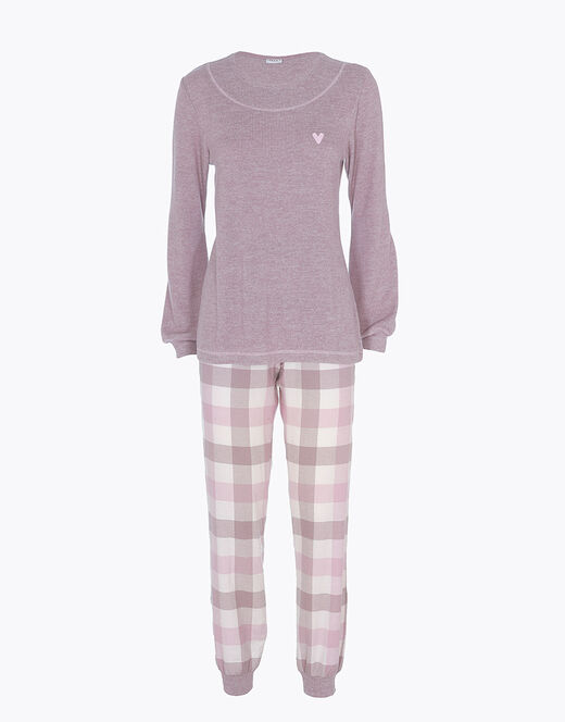 Lovable Homewear chiuso in flanella di cotone, rosa grigio Affare Del Giorno