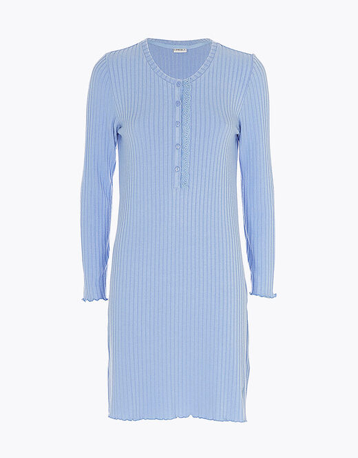Lovable Camicia da notte in costina calda, azzurro ortensia Prezzo Ridotto