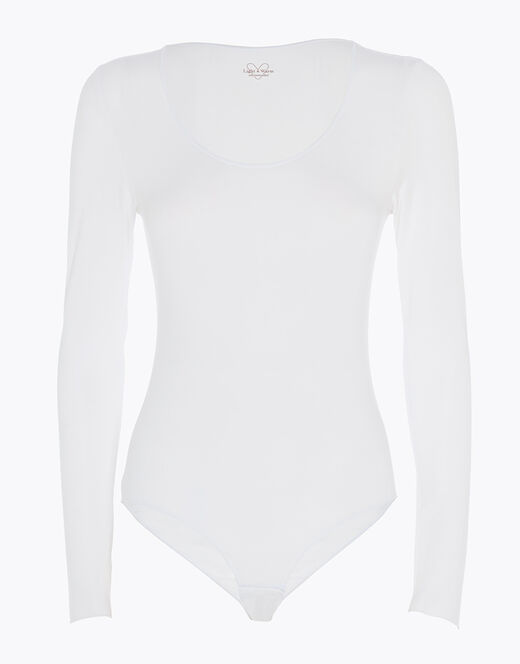 Lovable Body a manica lunga con scollo rotondo in modal, bianco Presa