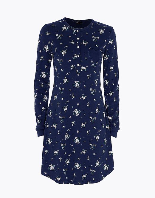 Lovable Camicia da notte in interlock di cotone, blu stampato Offerta