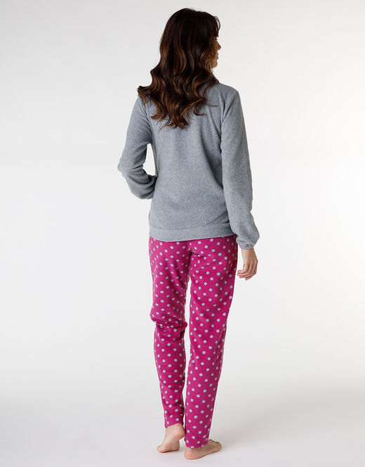 Lovable Homewear aperto in pelliccetta jacquard e micropile, rosa e grigio Online
