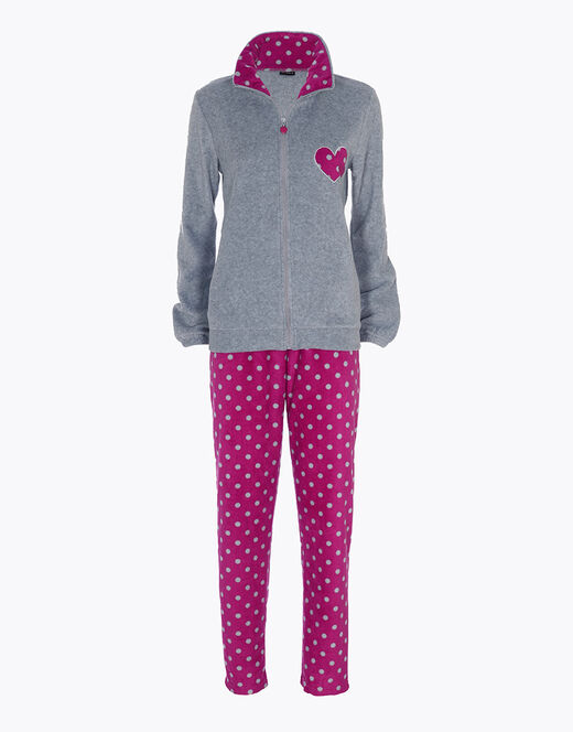 Lovable Homewear aperto in pelliccetta jacquard e micropile, rosa e grigio Online