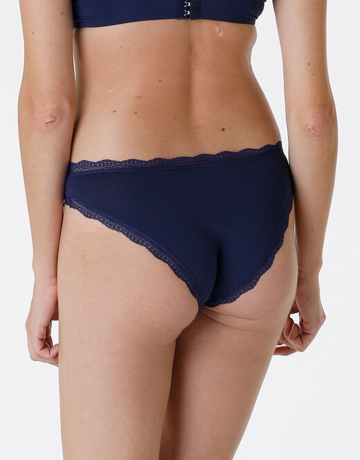 Lovable Slip Lovable Panties in cotone e pizzo elasticizzati, blu scuro Offerta temporanea