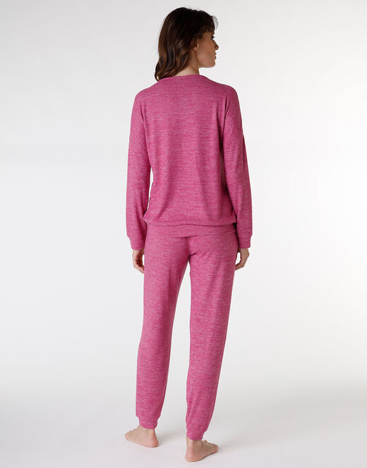 Lovable Pigiama lungo garzato esternamente, rosa ciclamino Moda