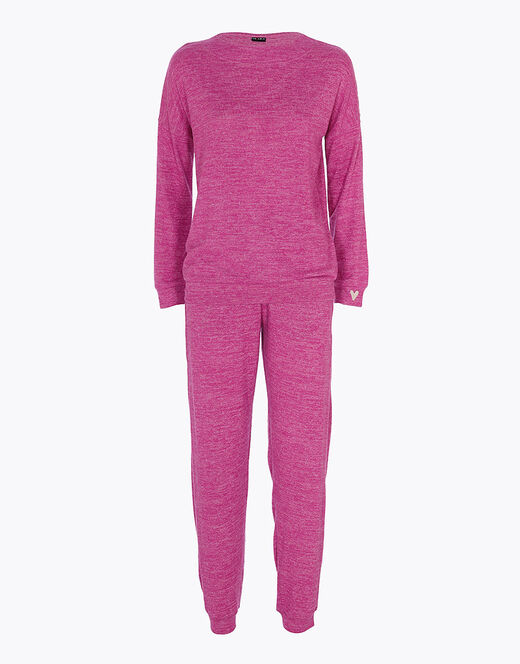 Lovable Pigiama lungo garzato esternamente, rosa ciclamino Moda
