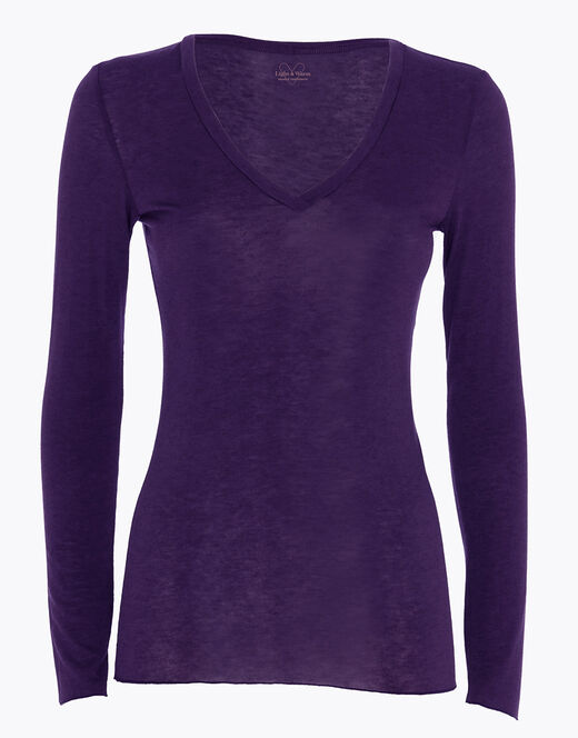 Lovable Maglia a manica lunga con scollo a V in modal e cashmere, tornado scuro Spedizione Gratuita