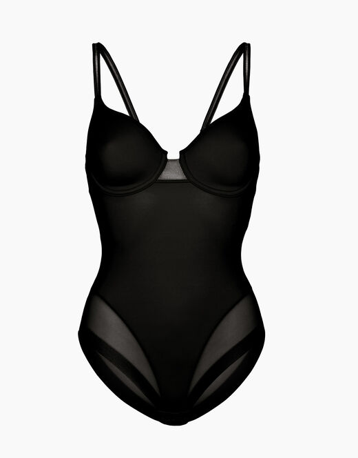 Lovable Body contenitivo con ferretto in microfibra e tulle Millenium Equilibre, nero Convenienza