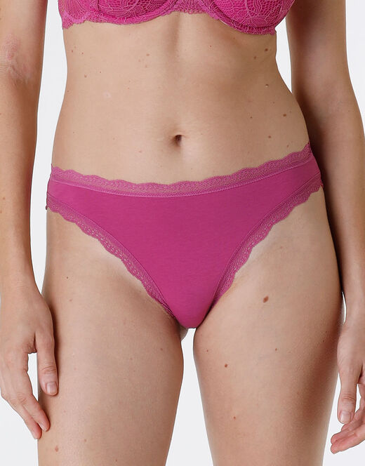 Lovable Slip Lovable Panties in cotone e pizzo elasticizzati, rosa sorbetto Offerta