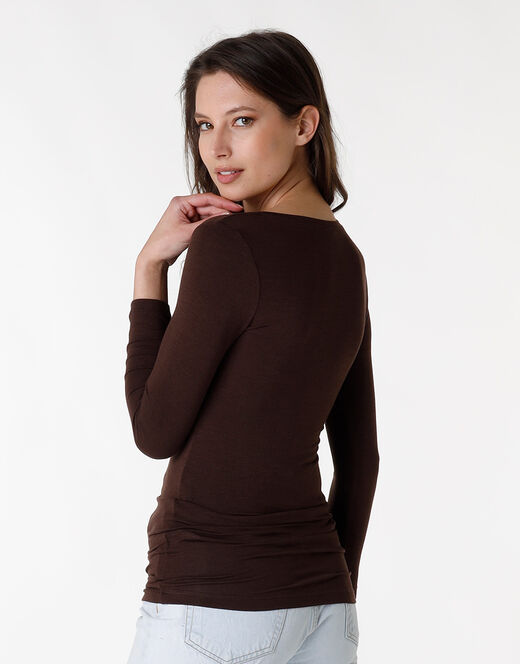 Lovable Maglia con manica a 3/4 effetto thermal Basic Soul, caffè Saldi