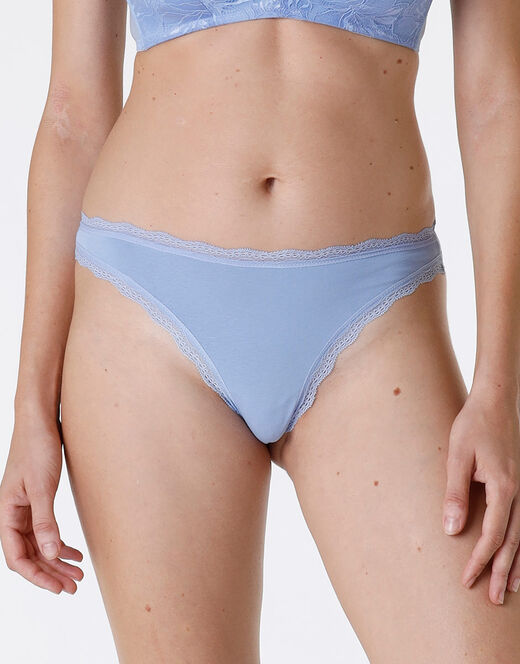 Lovable Slip Lovable Panties in cotone e pizzo elasticizzati, ortensia Saldi Di Fabbrica