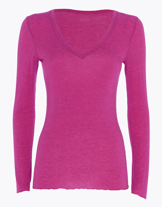 Lovable Maglia a manica lunga con scollo a V in modal e cashmere, rosa sorbetto Vendite Flash