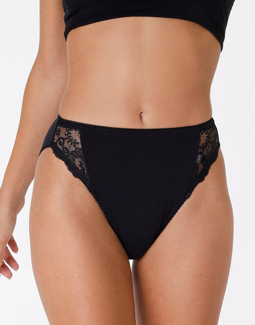 Lovable Slip mini sgambato Lovely charme nero in cotone elasticizzato con pizzo Presa